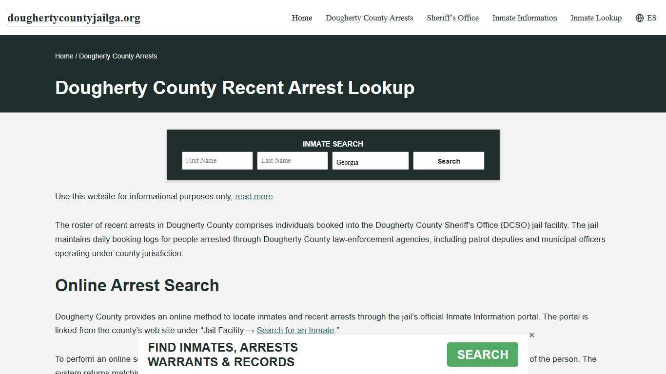 Dougherty County, GA Arrests, Active Warrant Search